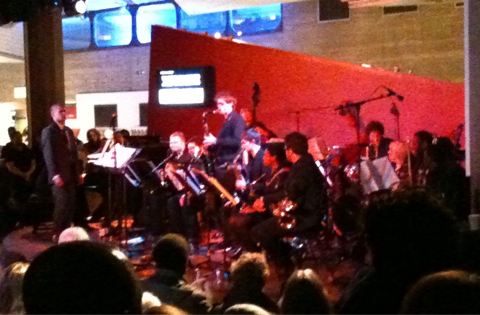 At QEH - Tomorrow's Warriors gig - Binker Golding conducting "The Ritual"